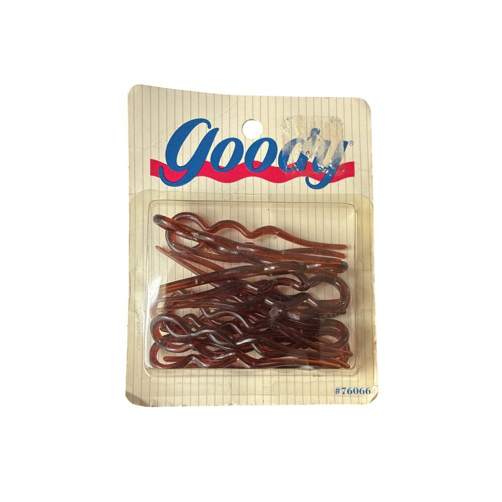 1990s Goody Tortoise Shell Chignon Pins: Dark & Light Brown, Made in USA (NOS)
